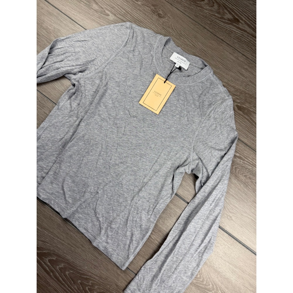 Lafayette 148 New York Long Sleeve Crewneck Top - Gray
